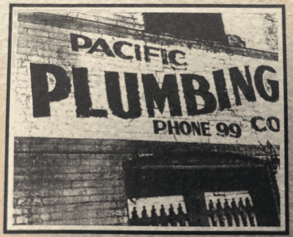 The original Pacific Plumbing of Southern California building with the sign on it